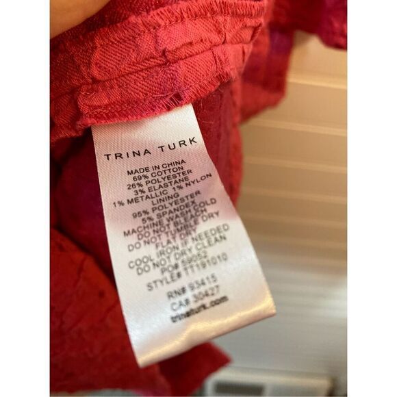 Trina Turk Pink Favor Bell Flare Sleeve Knee Length Dress Size 6 - Picture 7 of 9